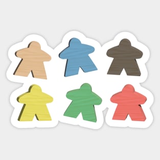 Meeple 3D Wood Game Piece Figures in Red, Blue, Natural, Green, Yellow, and Black Sticker